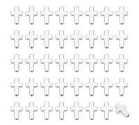 CRAFTYMELODY 440 cuentas espaciadoras crucifijos crucificos, perlas de plástico, perlas de plata, crucifijos, perlas sueltas para oración