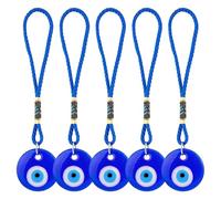 CRAFTYMELODY 5 piezas azul mal de ojo coche colgante adorno amuleto de la suerte turco griego amuleto coche accesorios colgante protección del hogar bendición ornamento