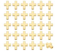 CRAFTYMELODY 50 cuentas de cruz doradas antiguas, crucifijas, espaciadores, cruz de metal, 15-2 mm, crucifijo tibetano, perlas sueltas