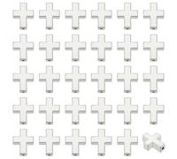 CRAFTYMELODY 50 piezas de cuentas de plata antigua en forma de cruz con forma de cruz y perlas espaciadoras en forma de cruz crucifijo de metal cruz tibetana encantos a granel Accesorios