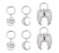 CRAFTYMELODY 6 Charms para Zapatos 3 Estilos Encantos Clips Góticos con Anillos Resorte Metal Alas Sol Luna Colgantes Cordones Accesorios