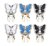 CRAFTYMELODY 6 fundas de botón de mariposa de 3 colores con diamantes de imitación para botones, blusa, camisa, sin costura, gemelos, accesorios de ropa para hombres y mujeres, manga de camisa