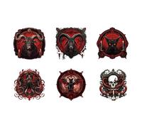 CRAFTYMELODY 6 parches de vinilo para planchar con diseño gótico oscuro, 6 estilos, color rojo
