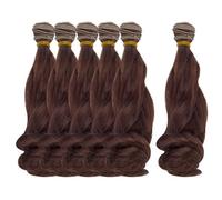 CRAFTYMELODY 6 unidades de pelucas de muñeca de 200 mm, pelucas rizadas para muñecas, extensiones de pelo largo, color marrón para fabricación de muñecas, suministros de arte, manualidades hechas a