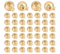 CRAFTYMELODY 60 cuentas de crimpado chapadas en oro de 14 quilates redondas espaciadoras de cuentas de metal a granel para collares, pulseras, joyería, manualidades, accesorios, proyectos de