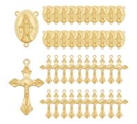 CRAFTYMELODY 60 piezas 2 estilos de abalorios Cruz Crucifijo Ovales para Araña Colgantes de Metal con Tema de Pascua Charm Cruz Dorada