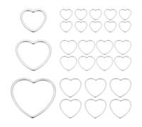 CRAFTYMELODY 72 piezas 3 anillos de unión en forma de corazón 304 abalorios de acero inoxidable plateado anillo de amor hueco colgantes de enlace de metal conectores de joyería de amor