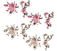 CRAFTYMELODY 8 parches 3D de flores salvajes, bordado, 4 estilos, flores, planchado, rosa, blanco, vintage, apliques florales