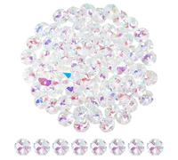 CRAFTYMELODY 80 perlas de cristal octogonales, 2 agujeros, cristal transparente a partir de facetas para coser piedras de estrás para araña, perlas de prisma, perlas para atrapar el sol para hacer