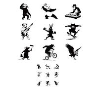 CRAFTYMELODY Banksy - 18 pegatinas de vinilo para planchar (18 unidades), diseño de panda blanco y negro