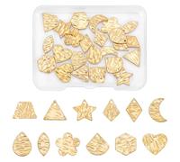 CraFTYMELODY - Bisagras de acero inoxidable 304 doradas, 12 estilos, rombo, triángulo, estrella, luna, lágrima, colgante para fabricación de joyas