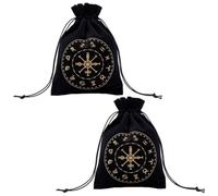 CRAFTYMELODY - Bolsa de almacenamiento para tarjetas de tarot (2 unidades, 18 x 13 cm, 7 x 5 pulgadas, protección para tarjetas de juego, 12 constelaciones, portatarjetas y bolsas