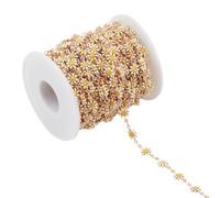 CRAFTYMELODY - Cadenas de eslabones en forma de Margaritas de latón esmaltado de 5 m con bobina sin soldadura para la fabricación de joyas y de ocio creativo