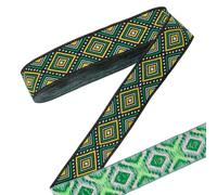 CRAFTYMELODY Cinta Jacquard de 7 Yardas Estilo étnico Cinta Floral Bordada 1 1/4 Pulgada Vintage Ribete Bordado Verde Ribete Tejido Para Decoración de Ropa