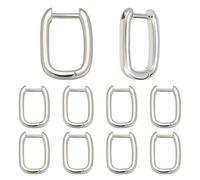 CRAFTYMELODY Huggie - 10 pares de pendientes de aro de latón y metal, 15,5 x 11,5 x 2 mm, platino grueso, para fabricación de joyas