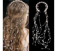 CRAFTYMELODY Imitación perla novia boda diadema hierro nupcial tocado borla pelo vid noche fiesta multicapa perlas accesorios para el cabello