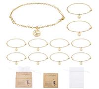 CRAFTYMELODY Juego de 14 pulseras de voleibol doradas ajustables de metal con bolsas de organza y tarjetas de papel para baloncesto, equipo deportivo, fiesta, cumpleaños, regalos de fiesta