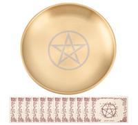 CRAFTYMELODY Placa Ritual de Altar de 5.5 Pulgadas Plato Redondo Plano De Acero Inoxidable Con 12 Pergamino Para Difuminar Bandejas Decorativas