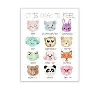 CRAFTYMELODY Póster de salud mental para pared con texto en inglés "It is Okay to Feel Boho Emotions" para decoración de pared, aula, hogar, regreso a clases, sentimientos de esquina positivos
