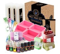 CraftZee Kit de Fabricación de Jabón para Adultos y Niños - Suministros Con Base de Glicerina, Moldes de Silicona, Aceites Aromáticos y Más - Kit de Manualidades para Derretir