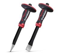 CraftZone Juego de 2 cinceles planos y puntiagudos para mampostería resistente, 300 x 19 mm, acero 40CR, tratado térmicamente, con recubrimiento en polvo, con protección de manos para trabajos de