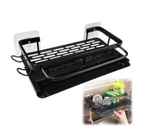 Cragmut Organizador Fregadero Cocina Multifuncional Kit, Sin Taladrar Soporte Esponja Fregadero, Autoadhesivo Porta Estropajos, con Bandeja Toallero y Soporte de Paño y Ganchos, para Cocina, Baño