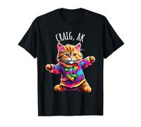 Craig Alaska USA Divertido Lindo Colorido diseño de Gato Bailando Camiseta