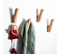 Craman N1 set de 4 ganchos de pared de roble macizo, percheros de pared modernos de madera, colgadores murales, decoración del hogar, idea de regalo, fabricado en Alemania