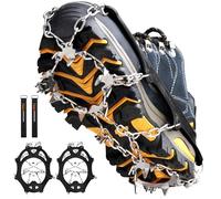 Crampones Antideslizantes para Hielo y Nieve con 19 Púas de Acero Inoxidable, Cleats de Tracción para Botas y Zapatos, Hombre y Mujer, Seguridad para Senderismo, Pesca, Caminatas y Escalada（Black,XL）