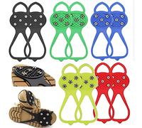 Crampones antideslizantes universales para zapatos de nieve con 5 dientes de acero, tacos de goma antideslizantes para senderismo, montañismo, caminar