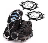 Crampones, Crampones Ligeros, Crampones Trail Running,con 19 Dientes de Acero Inoxidable, Duraderos y Antideslizantes, para Pesca,Trotar, Montañismo, Caminata sobre Nieve y Hielo (L)