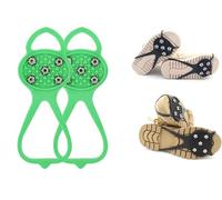 Crampones de acero inoxidable con micropúas, antideslizantes, para mujeres, hombres y niños, con tracción para nieve(Green/Adult/5nail)