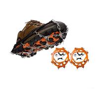 Crampones de acero inoxidable de 18 puntos con plataforma de montaje de goma para tracción en carreteras heladas, senderos y rutas de nieve (10-naranja)