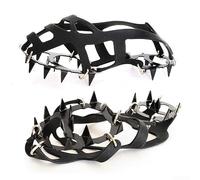 Crampones de nieve de 18 dientes, puntas antideslizantes para zapatos, empuñaduras de hielo para caminar, trotar, escalar, pescar, montañismo (negro L (43-46))
