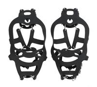 Crampones de nieve de 18 dientes, puntas antideslizantes para zapatos, empuñaduras de hielo para caminar, trotar, escalar, pescar, montañismo (negro M (37-42))