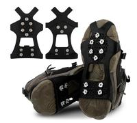 Crampones - Tacos de hielo para zapatos y botas, tacos de tracción, agarres de nieve para hielo con 10 picos de acero inoxidable, crampón antideslizante para invierno, para caminar, pescar, escalar y