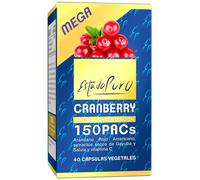 Cranberry Mega 150 PACs Estado Puro - Extracto Patentado de Arándano Rojo Americano x50 Veces Concentrado con Gayuba, Salvia y Vitamina C - 40 Cápsulas Veganas de Tongil
