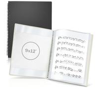 CRANBURY Carpeta de partituras de 9 x 12 pulgadas, encuadernada en espiral, para colocar en plano, protectores de hojas de doble uso, escribe directamente en páginas o almacena hojas en bolsillos