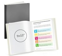 CRANBURY Libro de presentación de 9 x 12 pulgadas (negro), carpeta de 24 bolsillos con fundas de plástico transparente, muestra 48 páginas de documentos de 9 x 12 o A4, certificados, arte infantil