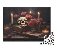 Crâne Avec rosesPuzzles 1000 Pièces Pour Adultes, Jeux ÉducatifsNature Morte Gothique Art