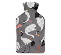 Crane Pelican Swan and Albatross Rubber Water Bottle with Soft Plush Cover Injection Hot Water Bag for Winter Hand Feet Cold Protection 1000 ML
