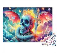 Cráneo Alado Rompecabezas 1000 Piezas Aura Demoníaca Regalo Familiar Hombre Mujer Adultos DIY Papel Desafío Imposible 70x50cm/1000pcs