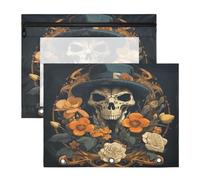 CráNeo Amarillo Rosa Estuches para Lápices Transparentes para Archivador de 3 Anillas(2 Pack)