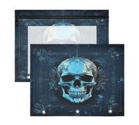 CráNeo Azul Fresco Estuches para Lápices Transparentes para Archivador de 3 Anillas(2 Pack)