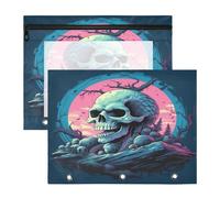 CráNeo Azul Luna Estuches para Lápices Transparentes para Archivador de 3 Anillas(2 Pack)