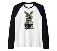 Cráneo Batería Rock Music Batería Heavy Metal Vintage Camiseta Manga Raglan