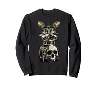Cráneo Batería Rock Music Batería Heavy Metal Vintage Sudadera