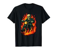 Cráneo Biker Flames Graphic Funny Motorcycle Rider Camiseta