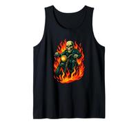 Cráneo Biker Flames Graphic Funny Motorcycle Rider Camiseta sin Mangas