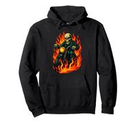 Cráneo Biker Flames Graphic Funny Motorcycle Rider Sudadera con Capucha
